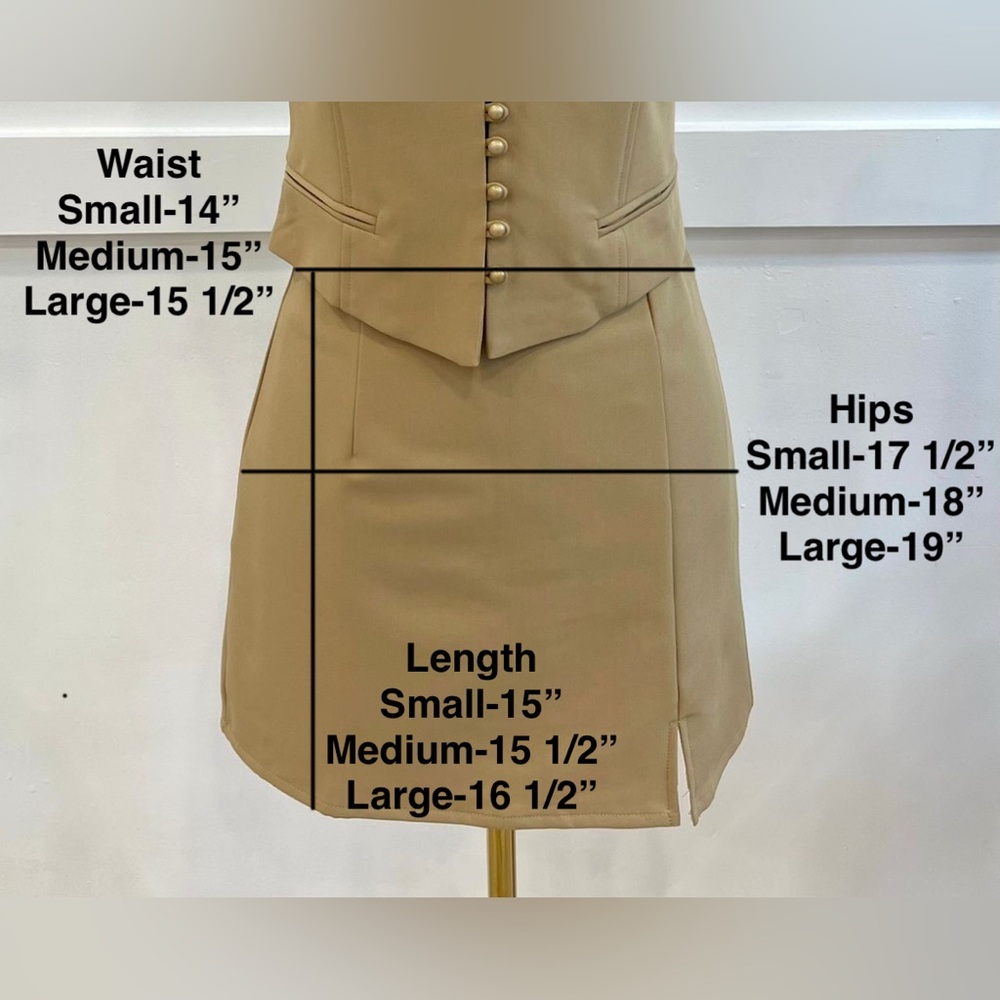 (RN170785-LTCML) SOLID BUTTON-UP VEST AND MINI SKIRT SET - Picture 6 of 6